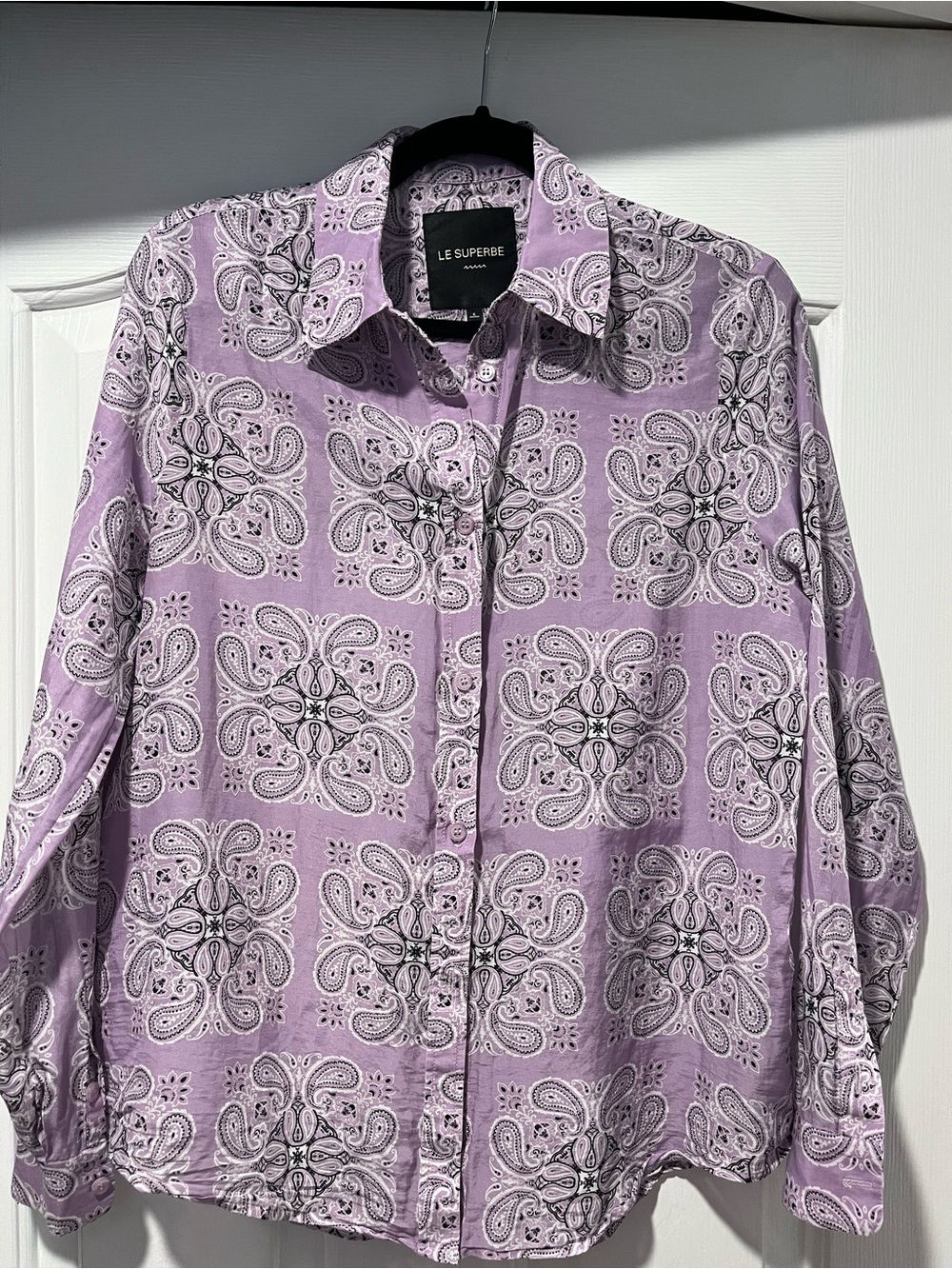 Le Superbe Lavender Paisley Button-Up Blouse